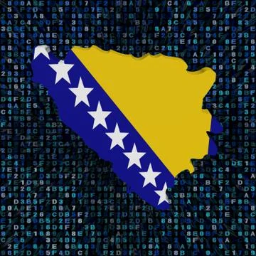 Bosnia map flag on hex code illustration Stock Illustration