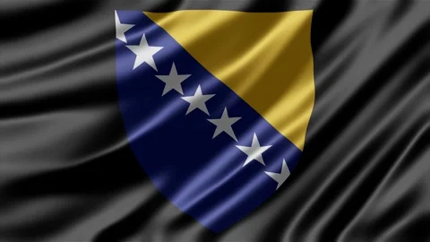 Bosnian flag emblem displaying a flowing fabric motion animation Stock Footage 343567726