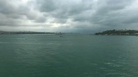 Bosphorous, Cloudy but peaceful day in the bosphorous Video stock 61042137