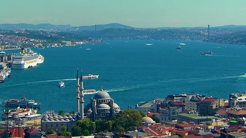 Bosphorus and  Bosphorus Bridge 動画素材 129887834