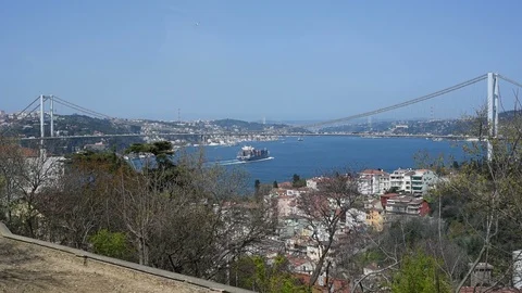 Bosphorus Bridge and Fatih Sultan Mehmet Bridge Stock Footage 119204867