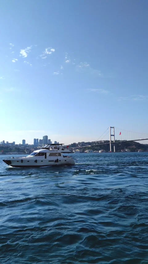 Bosphorus Bridge and Ortakoy mosque viewed from Üsküdar district Stock Footage 252425955