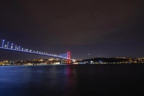 Bosphorus Bridge at Night Stock Photos