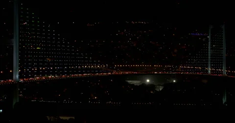 Bosphorus Bridge, night traffic Stock Footage 40766264
