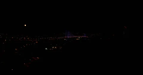 Bosphorus Bridge, night traffic, Time-Lapse Stock Footage 40764589