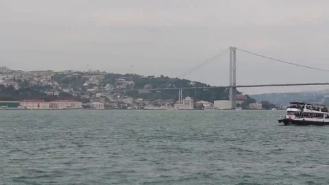 Bosphorus Bridge sea trip Stock Footage 69264601