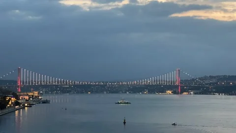 Bosphorus Bridge timelapse from night to day Stock Footage 319531219