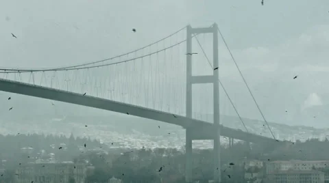 Bosphorus Bridge under Snow Stock Footage 33620067
