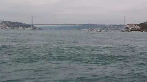 Bosphorus Bridge view of sea Stock Footage 69264747