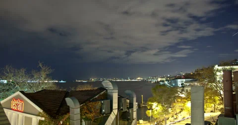 Bosphorus at Night 4K Stock Footage 33629656