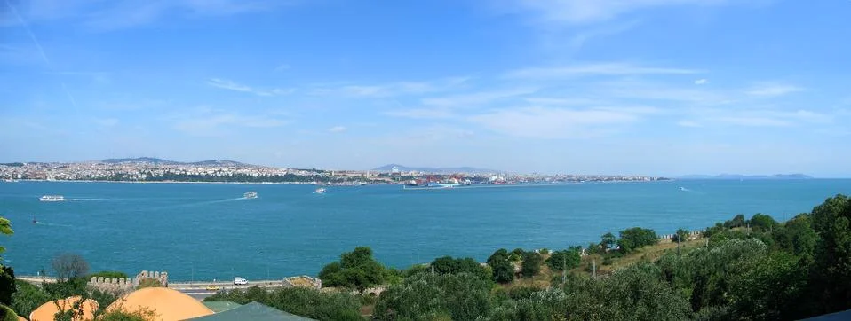 Bosphorus panoramic view from topkapi palace Stock Photos