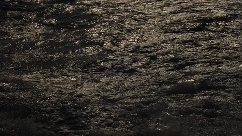 Bosphorus Sea Waves and Shadows of Seagulls Passing in Extreme Slow Motion Stock Footage 121371123