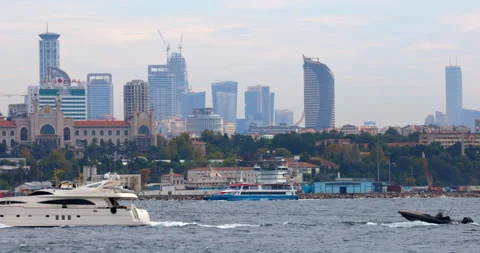 Bosphorus Strait Skyscrapers Stock Footage 218173435