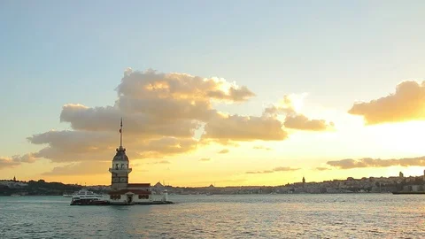 The bosphorus at the sundown Stock Footage 77328101