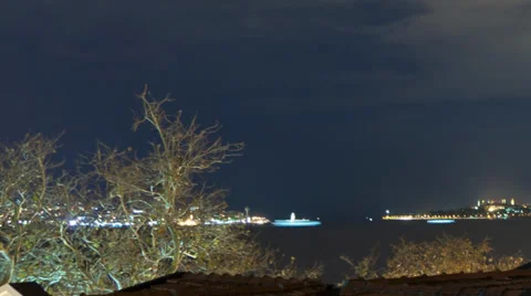 Bosphorus Time Lapse at Night Stock Footage 33624772