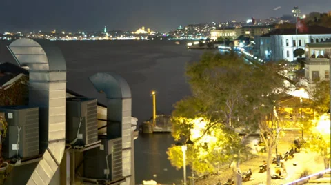 Bosphorus Time Lapse at Night Stock Footage 33625205