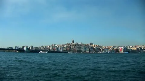Bosphorus view of Galata Tower Video stock 12167172