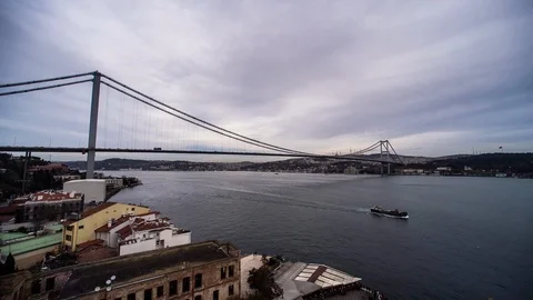 Bosporus bridge in Istanbul  time lapse 스톡 동영상 101169171