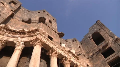 Bosra amphitheater Stock Footage 58471256