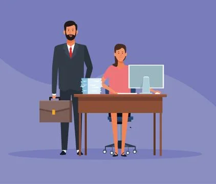 Boss and worker teamwork Stock Illustration