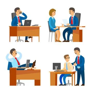 Boss Chief Executive Interviewing Candidate on Job Stock Illustration