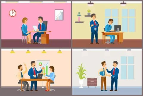 Boss Chief Executive Taking Interview of Woman Stock Illustration