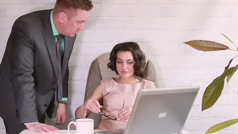 The boss is dissatisfied with his assistant Stock Footage 156458890