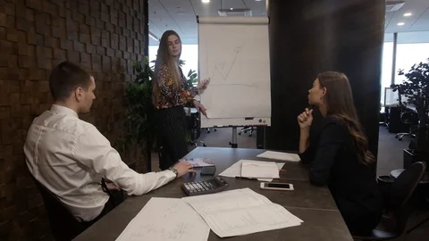 Boss is drawing the scheme Video stock 89137623