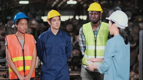 Boss explain the scope of work to engineer worker Stock Footage 142523790