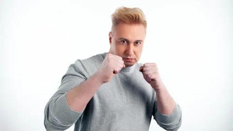 Boss man doing boxing gesture, winner, enjoy of success, bonus or business wealt Vídeo Stock 244918615