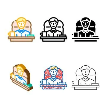 Boss at minimal office table color icon vector Stock Illustration