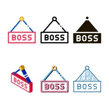 Boss nameplate icon vector outline multistyle Stock Illustration