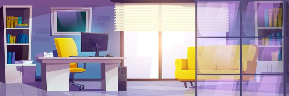 Boss office room interior with window and desk Stock Illustration