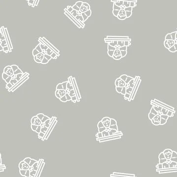 Boss at office table line vector seamless pattern Stock Illustration