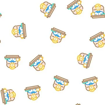 Boss at office table vector seamless pattern Stock Illustration