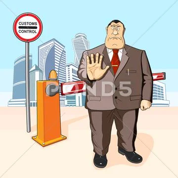 Boss prohibits. Barrier. Buildings Stock Illustration