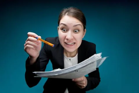 Boss reports subordinate for errors in documents Stock Photos