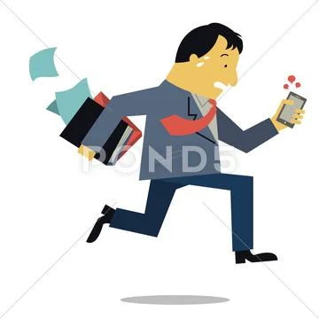 Boss running in rush hour Stock Illustration