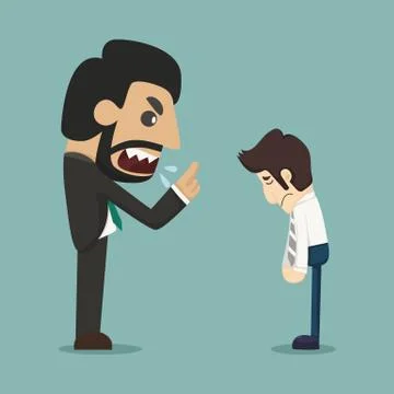 Boss screaming at worker Stock Illustration