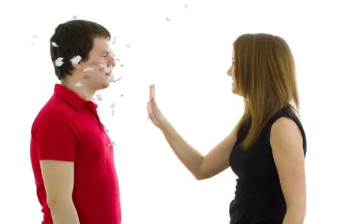 Boss threw in the face of the statement Foto stock