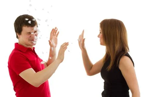 Boss threw in the face of the statement Foto stock