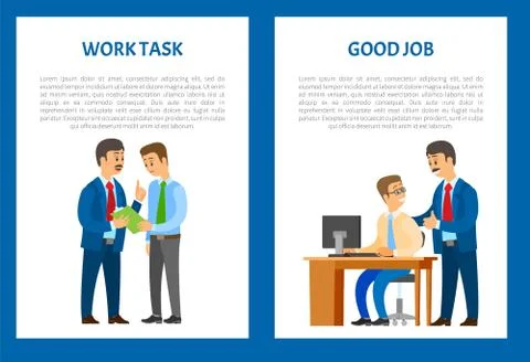 Boss Work Task Praise for Good Job, Company leader 스톡 일러스트