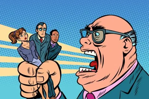 Boss yells at subordinates Stock Illustration