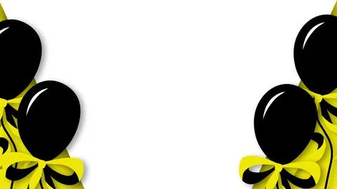 Bosses Day background banner frame template featuring black balloons and ye.. イラスト素材