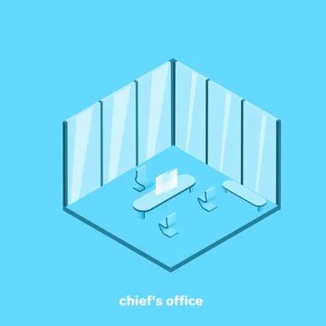 The boss's office, interior of office space, large desk, isometric image 스톡 일러스트