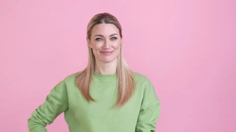 Bossy authority lady make warn sign finger isolated pastel color background Stock Footage 169864612