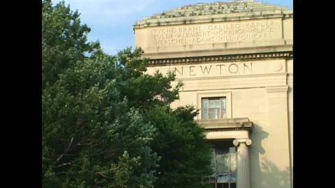 BOSTON - 1999 - Close-up of a building at MIT with alum names etched on the Video stock 284462593
