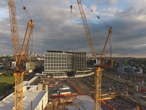 Boston Aerial Between Cranes Stock Footage 76339190