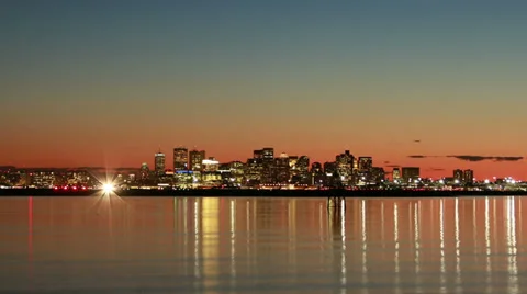 Boston airport time lapse sunset Stock Footage