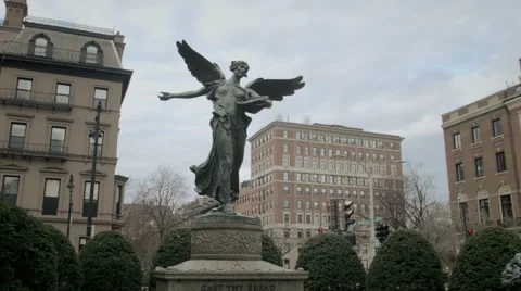 Boston angel statue pan left Stock Footage 52308501